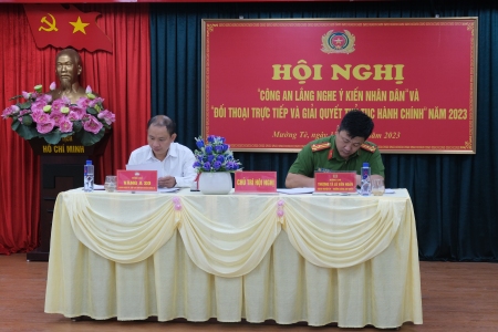 Công an huyện Mường Tè phối hợp với Ủy ban Mặt trận Tổ Quốc Việt Nam huyện tổ chức Hội nghị “Công an lắng nghe ý kiến Nhân dân” và “Đối thoại trực tiếp giải quyết thủ tục hành chính” năm 2023